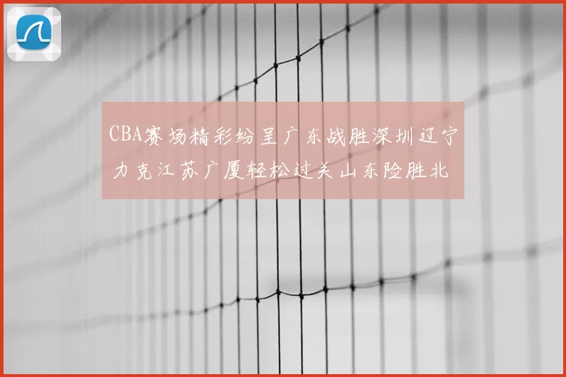 CBA赛场精彩纷呈广东战胜深圳辽宁力克江苏广厦轻松过关山东险胜北京